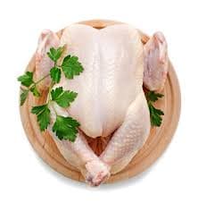 Dressed chicken on a platter