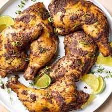 Jamaican jerk chicken served with lime